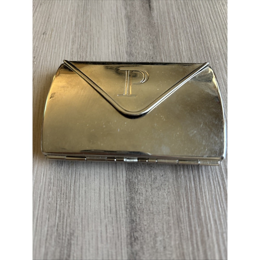 Silvertone‎ 'P' Monogrammed Business Card Holder